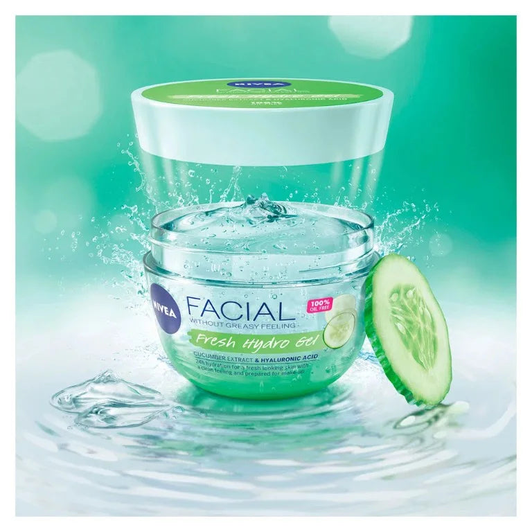 Fresh Nivea Gel Moisturizer Facial - 100g - oil free, with Hyaluronic Acid and cucumber Intense hydration